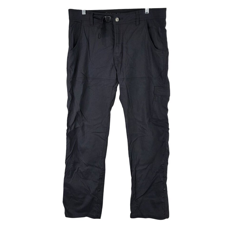 Mens Prana Black Stretch Cargo Pants Nylon Blend Lightweight Outdoor 34X32